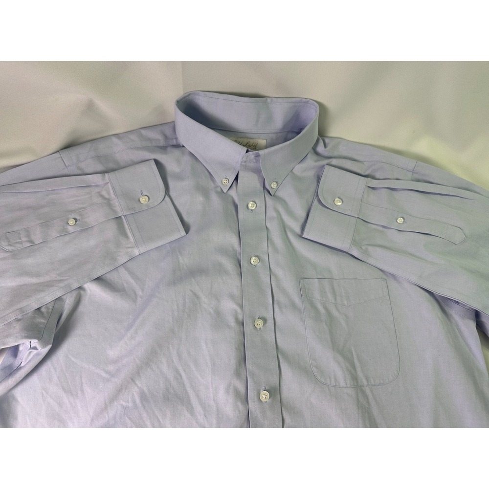 Rountree & Yorke Gold Label Mens 17-37 Tall Blue Long Sleeve Non-Iron Button Up